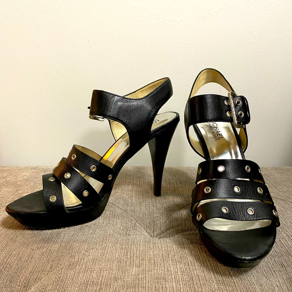 Michael Kors Black Strappy Heels - Size 7.5